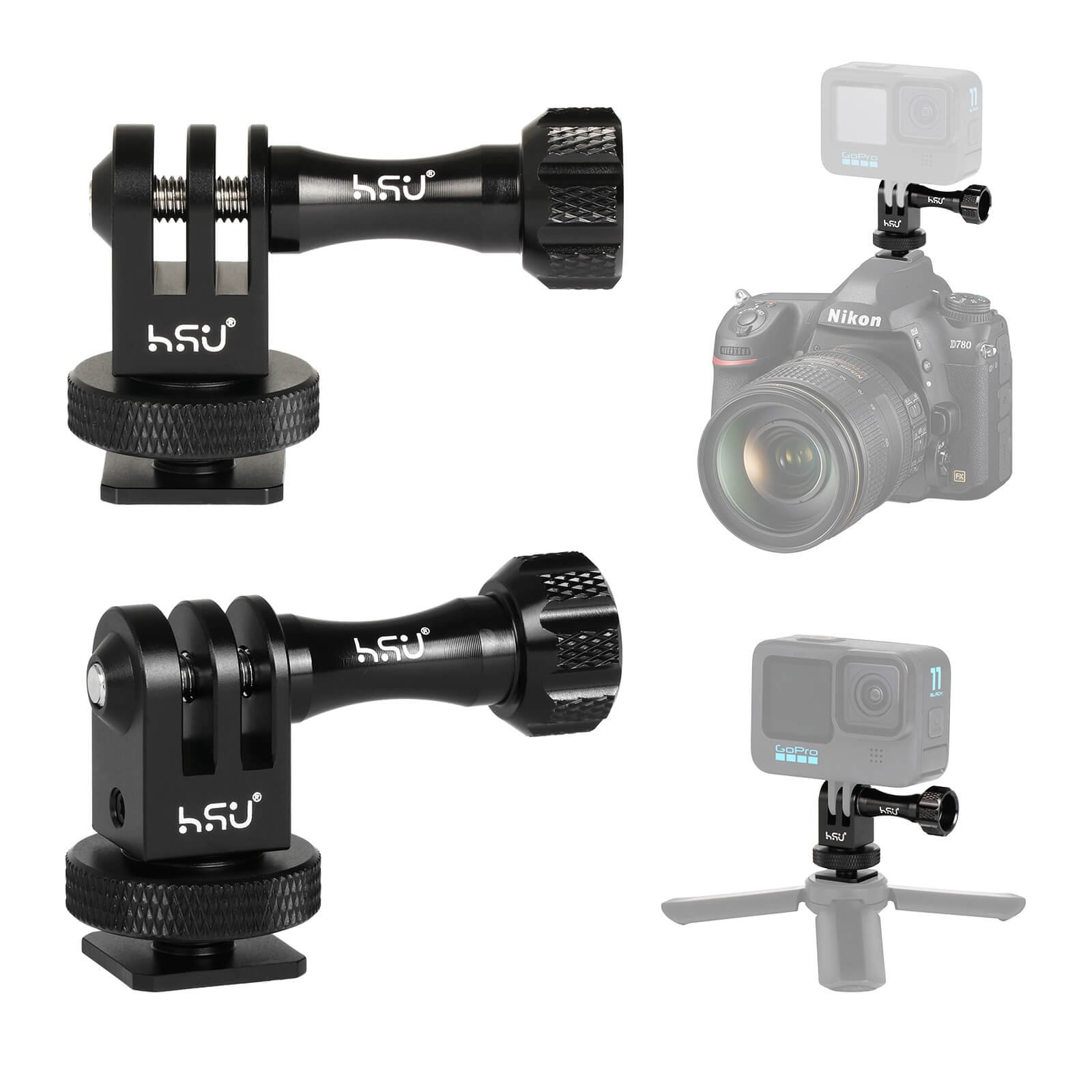 HSU Cold Shoe Mount Adapter for GoPro Hero,DJI Osmo Action and Insta360 - Image 2