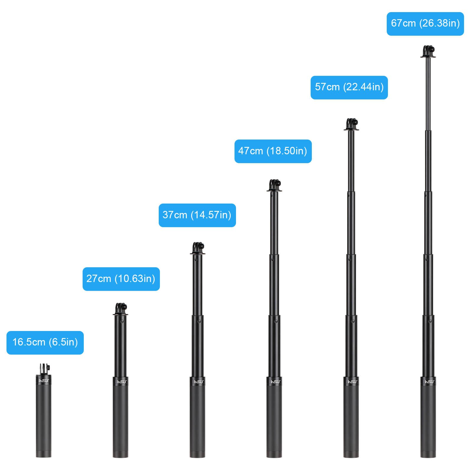 HSU Extendable Selfie Stick Tripod for GoPro, Phone and Digital - Image 3