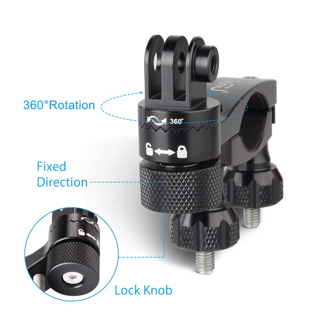 HSU 0.6-1.3inch Bike Handlebar Mount for Action Cameras, 360 Rotation Seat Post for GoPro Hero 13/12/11/10/9/8/7/6, DJI,Osmo Action(Black) - Image 6