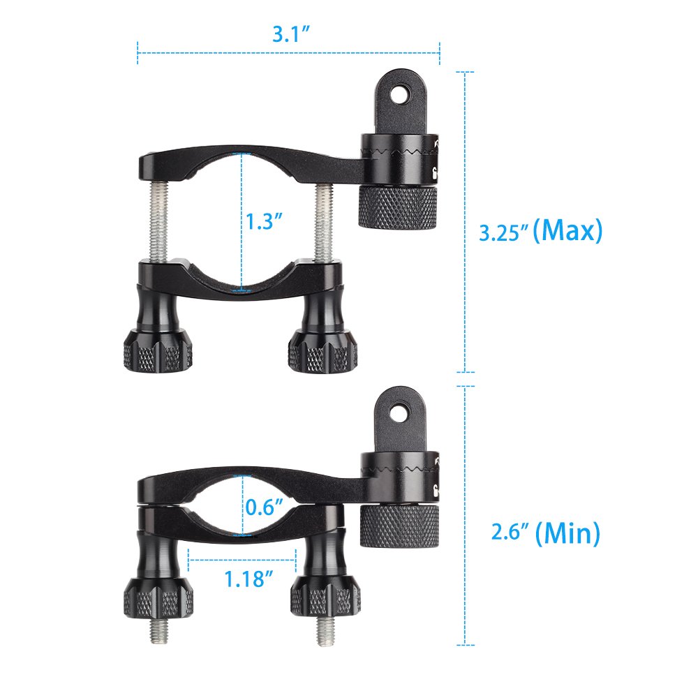 HSU 0.6-1.3inch Bike Handlebar Mount for Action Cameras, 360 Rotation Seat Post for GoPro Hero 13/12/11/10/9/8/7/6, DJI,Osmo Action(Black) - Image 3