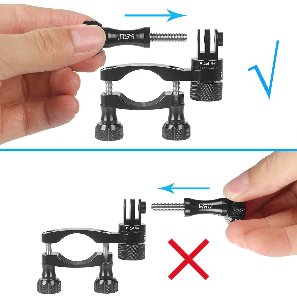 HSU 0.6-1.3inch Bike Handlebar Mount for Action Cameras, 360 Rotation Seat Post for GoPro Hero 13/12/11/10/9/8/7/6, DJI,Osmo Action(Black) - Image 2