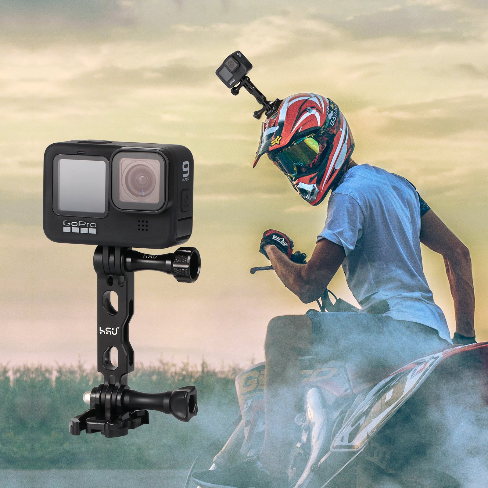 HSU Aluminum Alloy Extension Arm Set Bike Mount Helmet Stick Extension Arm Mount for GoPro Hero 13/12/11/10/9/8/7/6/5 Black, DJI Osmo Action (11.8”/6.5”/3.3”) (Black) - Image 8