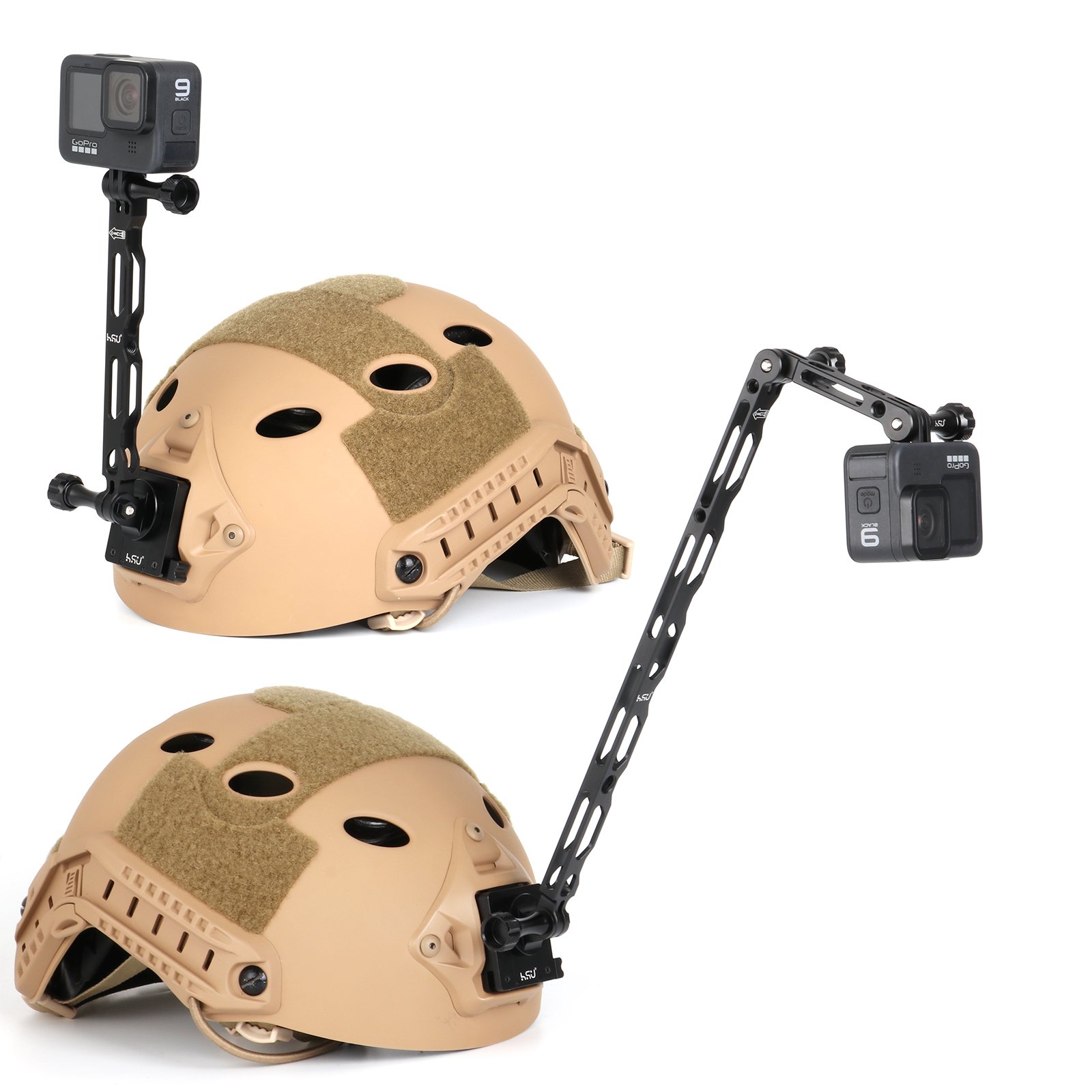HSU Aluminum Alloy Extension Arm Set Bike Mount Helmet Stick Extension Arm Mount for GoPro Hero 13/12/11/10/9/8/7/6/5 Black, DJI Osmo Action (11.8”/6.5”/3.3”) (Black) - Image 6